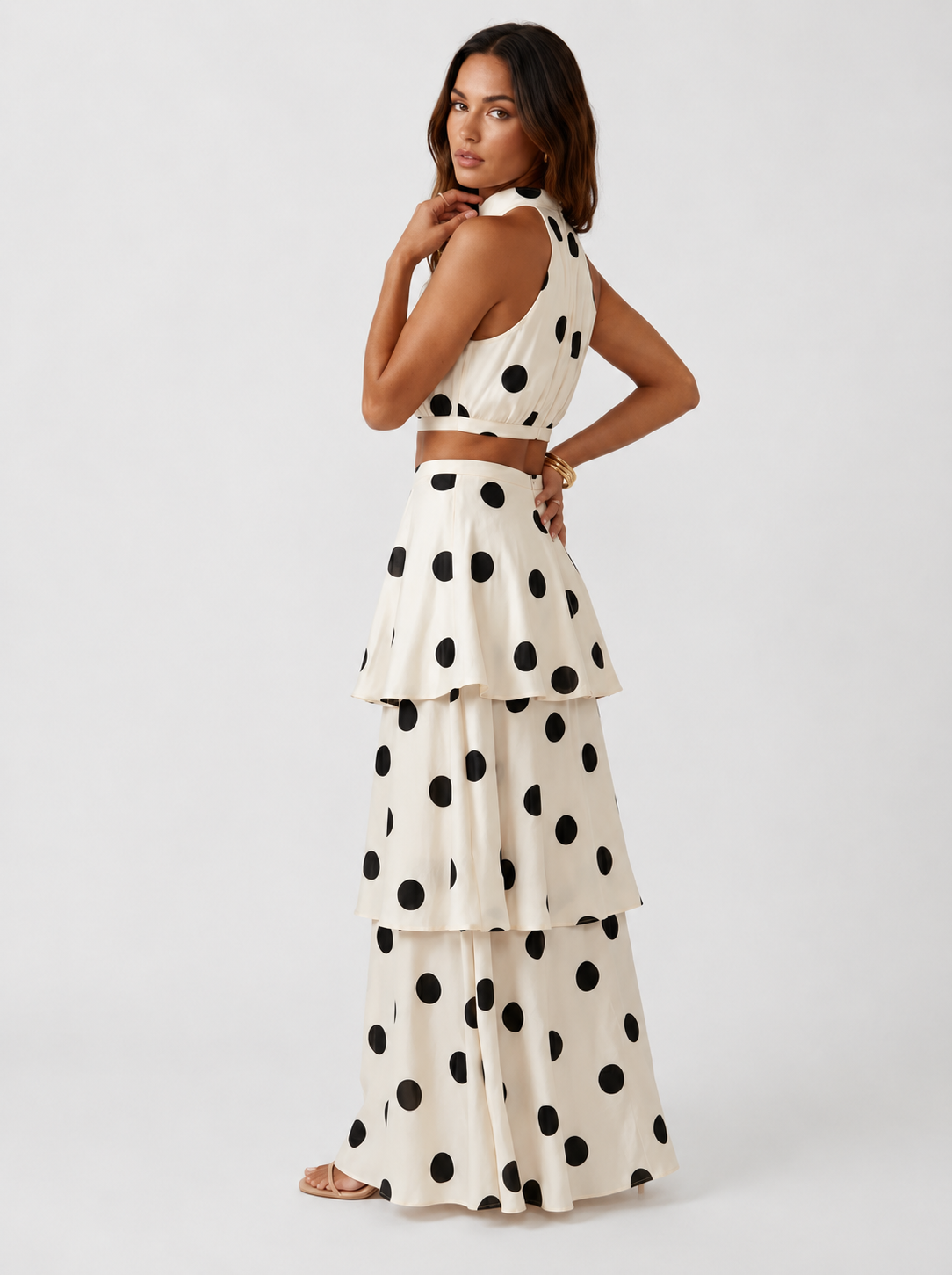 PAULA | Conjunto top y falda larga de lunares